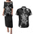 Rose Skull Couples Matching Puletasi Dress and Hawaiian Shirt White Rose Skull Day Of The Dead - Wonder Print Shop