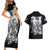 Rose Skull Couples Matching Short Sleeve Bodycon Dress and Hawaiian Shirt White Rose Skull Day Of The Dead - Wonder Print Shop