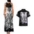 Rose Skull Couples Matching Tank Maxi Dress and Hawaiian Shirt White Rose Skull Day Of The Dead - Wonder Print Shop