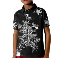 Rose Skull Kid Polo Shirt White Rose Skull Day Of The Dead - Wonder Print Shop