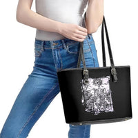 Rose Skull Leather Tote Bag White Rose Skull Day Of The Dead - Wonder Print Shop