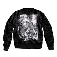 Rose Skull Sleeve Zip Bomber Jacket White Rose Skull Day Of The Dead - Wonder Print Shop