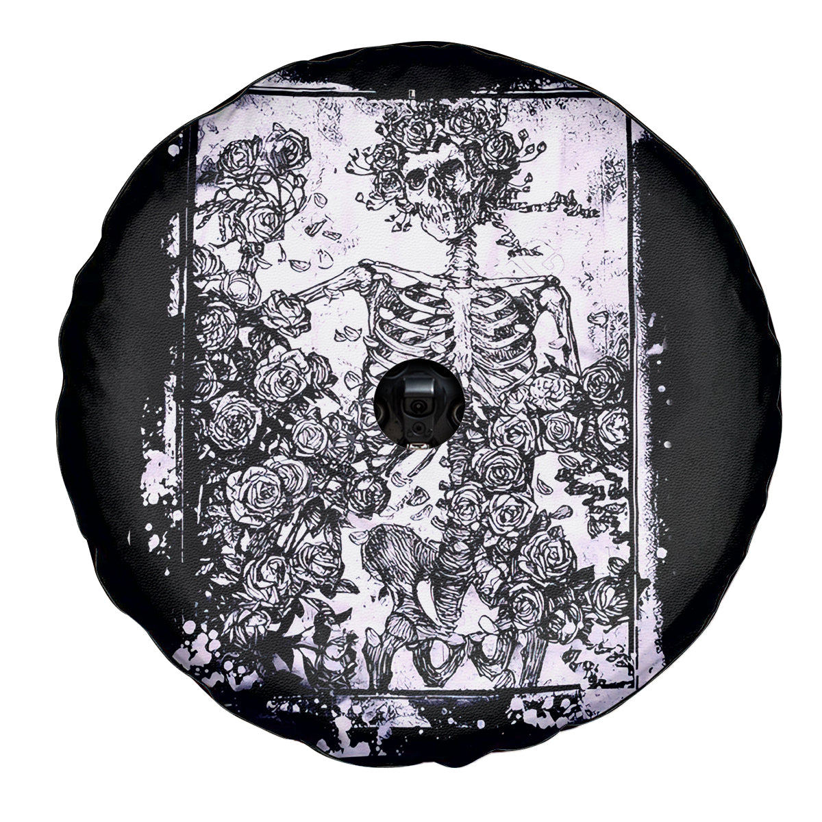 Rose Skull Spare Tire Cover White Rose Skull Day Of The Dead - Wonder Print Shop