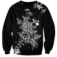 Rose Skull Sweatshirt White Rose Skull Day Of The Dead - Wonder Print Shop