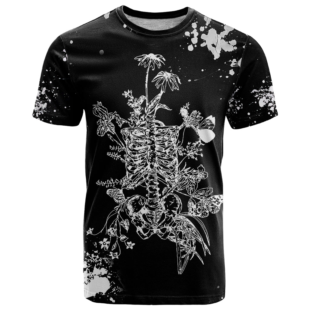 Rose Skull T Shirt White Rose Skull Day Of The Dead - Wonder Print Shop