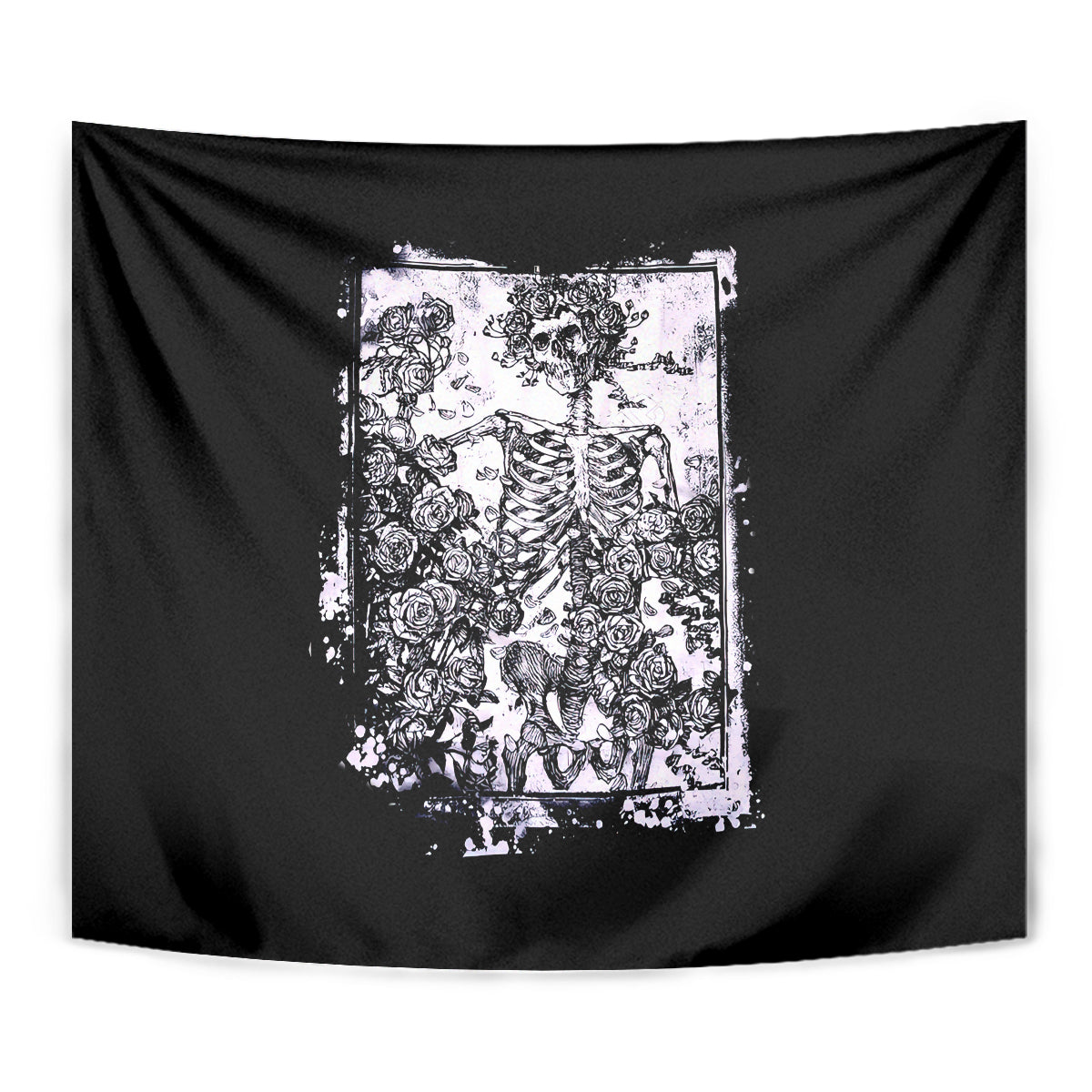 Rose Skull Tapestry White Rose Skull Day Of The Dead - Wonder Print Shop
