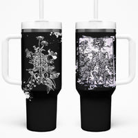 Rose Skull Tumbler With Handle White Rose Skull Day Of The Dead - Wonder Print Shop
