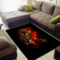 Fire Skull Area Rug Dead Fire Skeleton Scream - Wonder Print Shop