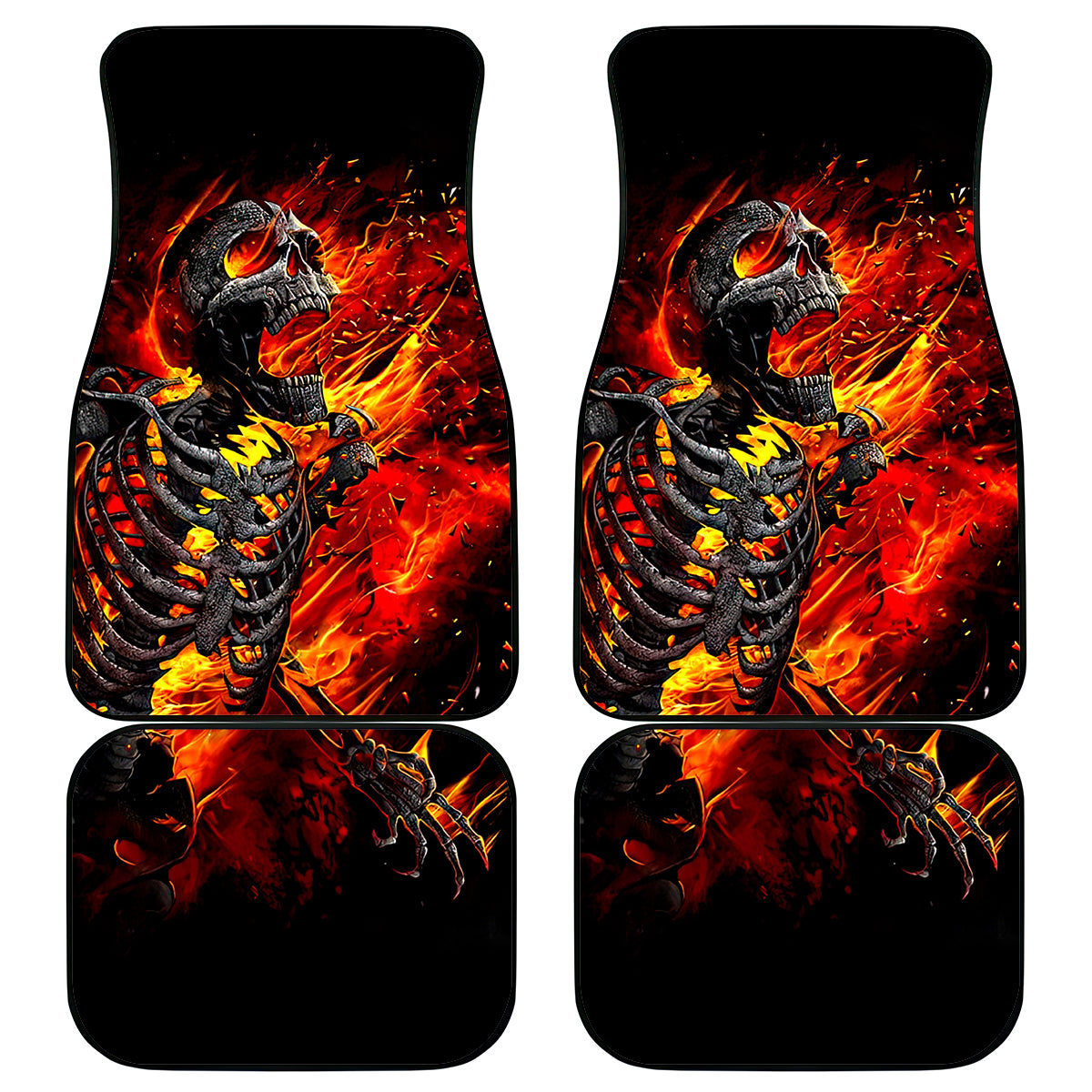 Fire Skull Car Mats Dead Fire Skeleton Scream - Wonder Print Shop