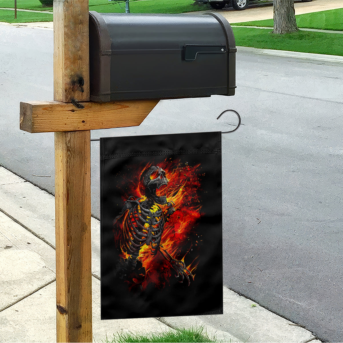 Fire Skull Garden Flag Dead Fire Skeleton Scream - Wonder Print Shop