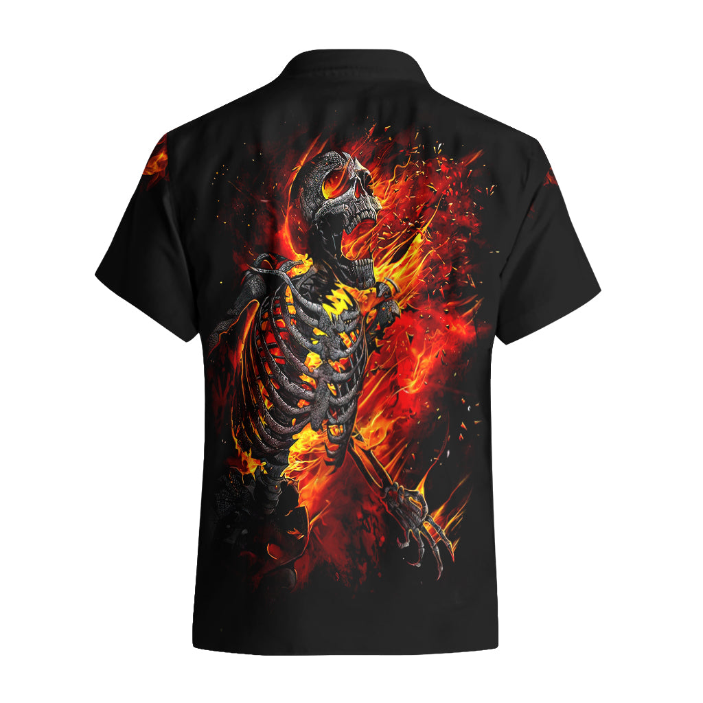 Fire Skull Hawaiian Shirt Dead Fire Skeleton Scream - Wonder Print Shop
