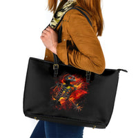Fire Skull Leather Tote Bag Dead Fire Skeleton Scream - Wonder Print Shop
