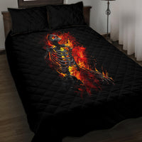 Fire Skull Quilt Bed Set Dead Fire Skeleton Scream - Wonder Print Shop