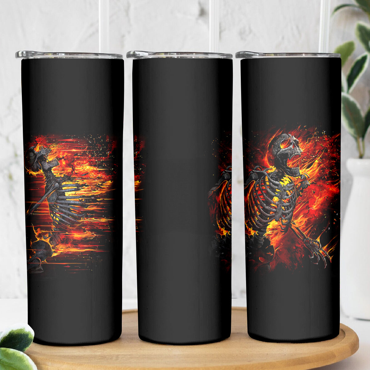 Fire Skull Skinny Tumbler Dead Fire Skeleton Scream - Wonder Print Shop