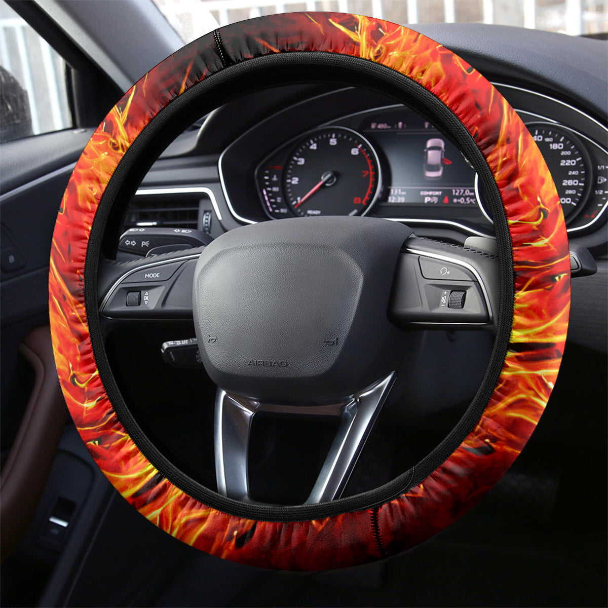 Fire Skull Steering Wheel Cover Dead Fire Skeleton Scream - Wonder Print Shop