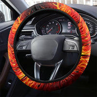 Fire Skull Steering Wheel Cover Dead Fire Skeleton Scream - Wonder Print Shop