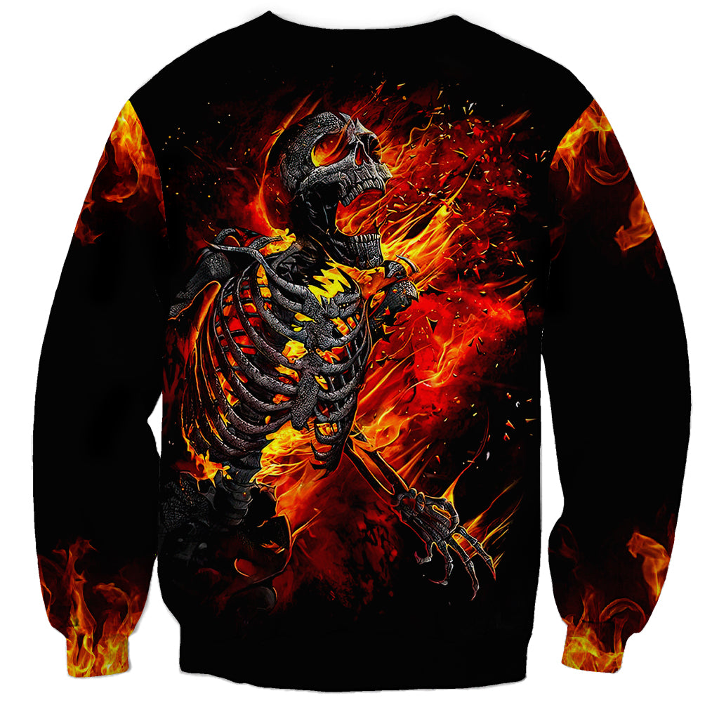 Fire Skull Sweatshirt Dead Fire Skeleton Scream - Wonder Print Shop