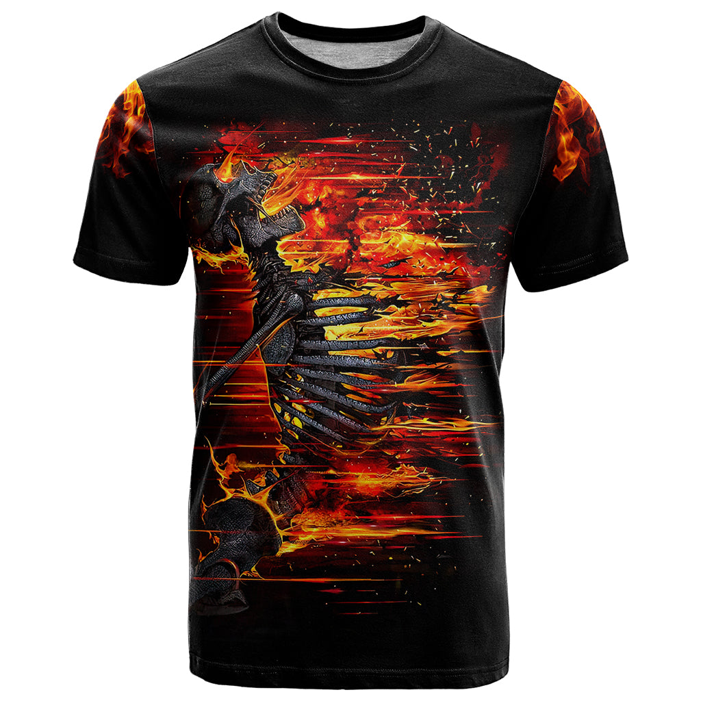 Fire Skull T Shirt Dead Fire Skeleton Scream - Wonder Print Shop