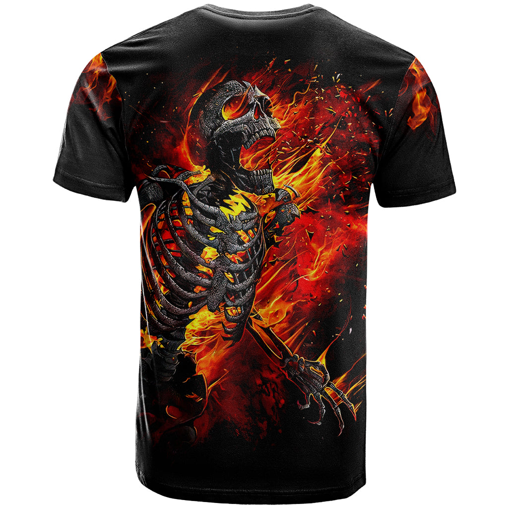 Fire Skull T Shirt Dead Fire Skeleton Scream - Wonder Print Shop