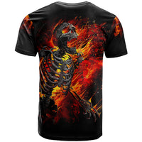 Fire Skull T Shirt Dead Fire Skeleton Scream - Wonder Print Shop