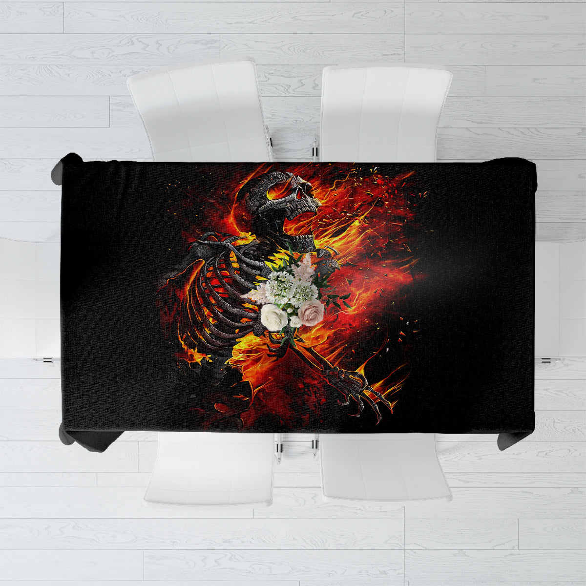 Fire Skull Tablecloth Dead Fire Skeleton Scream - Wonder Print Shop