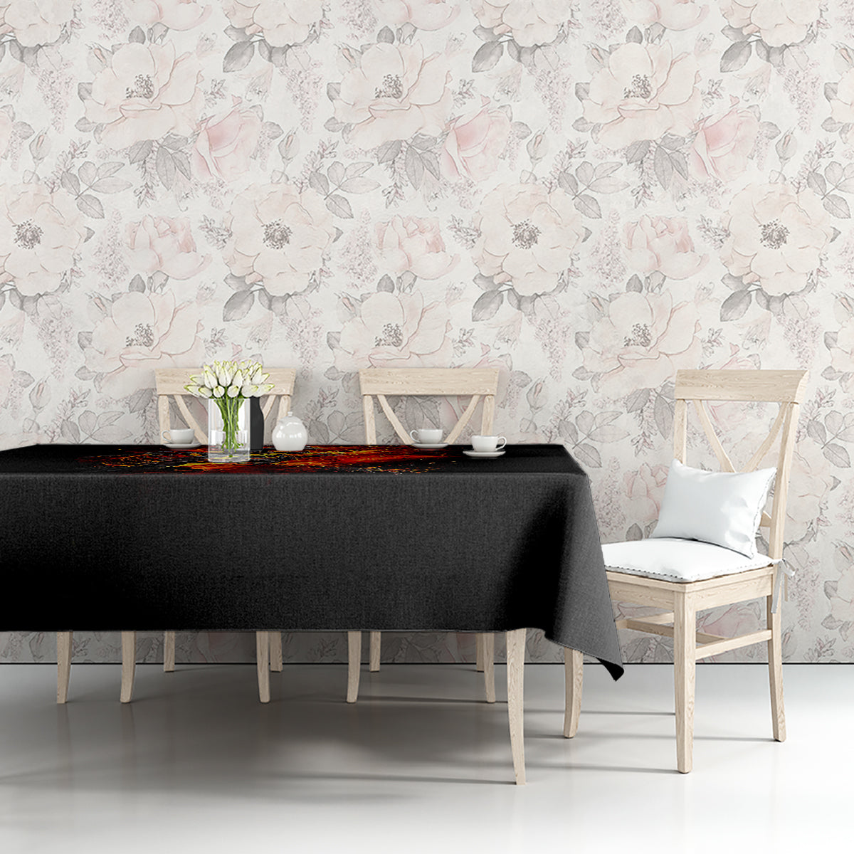 Fire Skull Tablecloth Dead Fire Skeleton Scream - Wonder Print Shop