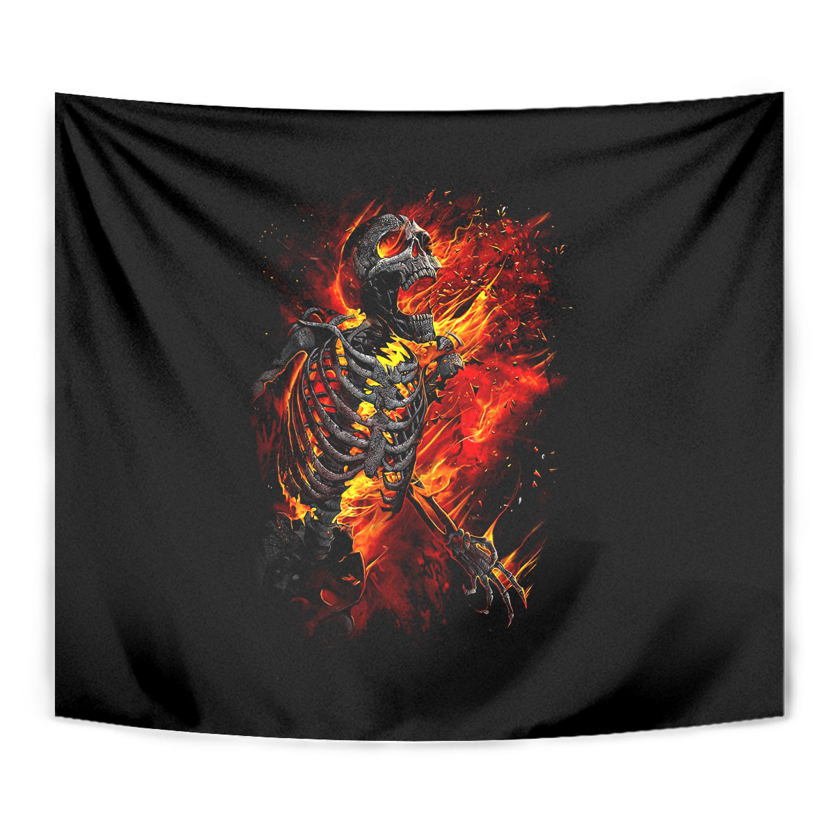 Fire Skull Tapestry Dead Fire Skeleton Scream - Wonder Print Shop