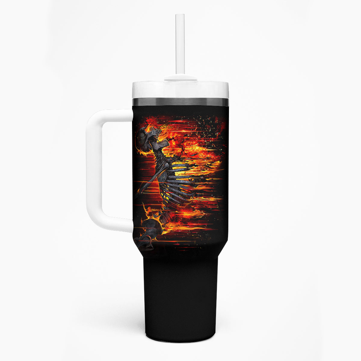 Fire Skull Tumbler With Handle Dead Fire Skeleton Scream - Wonder Print Shop
