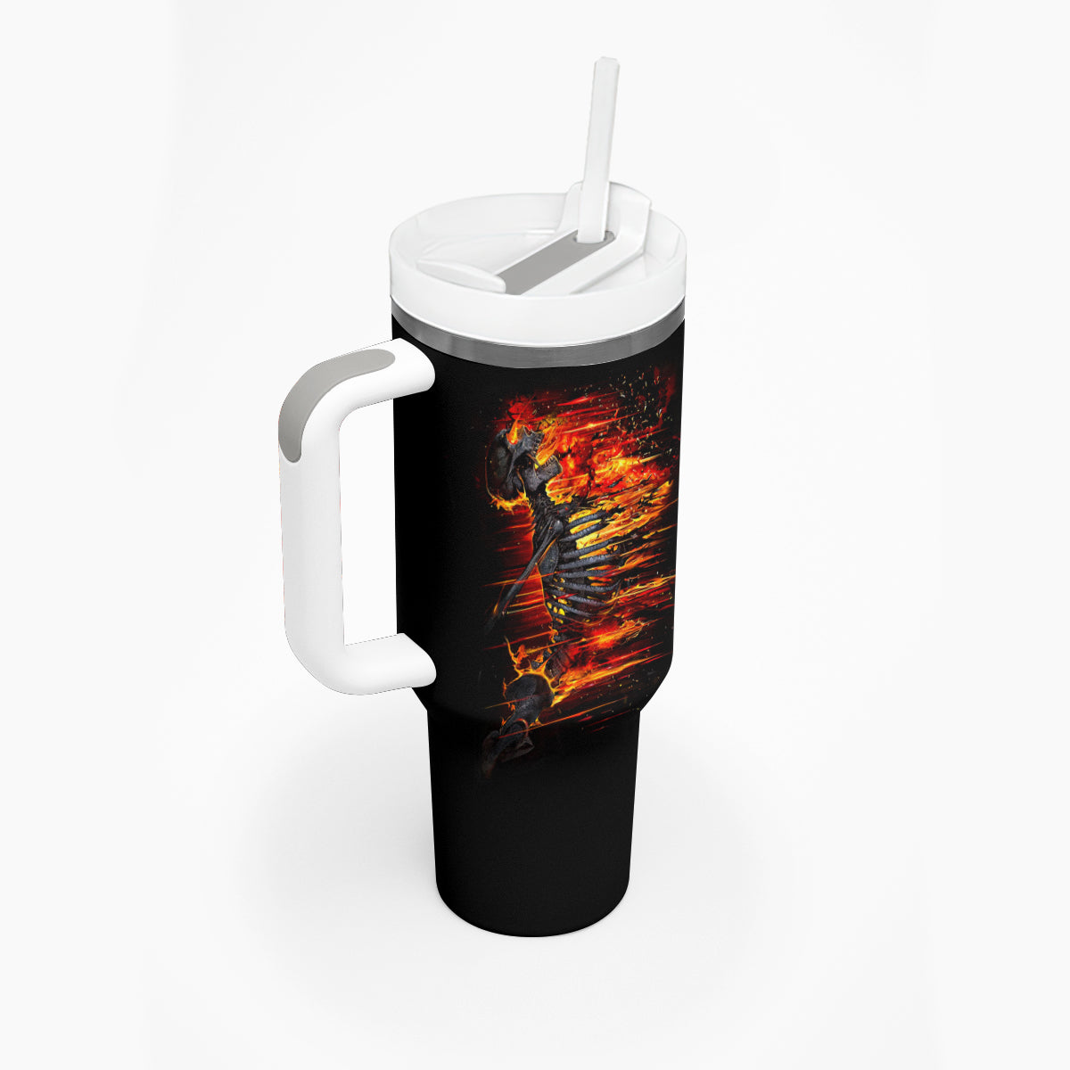Fire Skull Tumbler With Handle Dead Fire Skeleton Scream - Wonder Print Shop