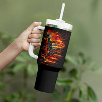 Fire Skull Tumbler With Handle Dead Fire Skeleton Scream - Wonder Print Shop