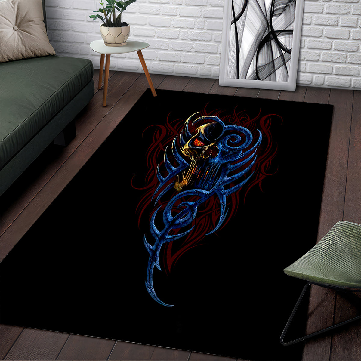 Devil Skull Area Rug Devil Face Scream - Wonder Print Shop