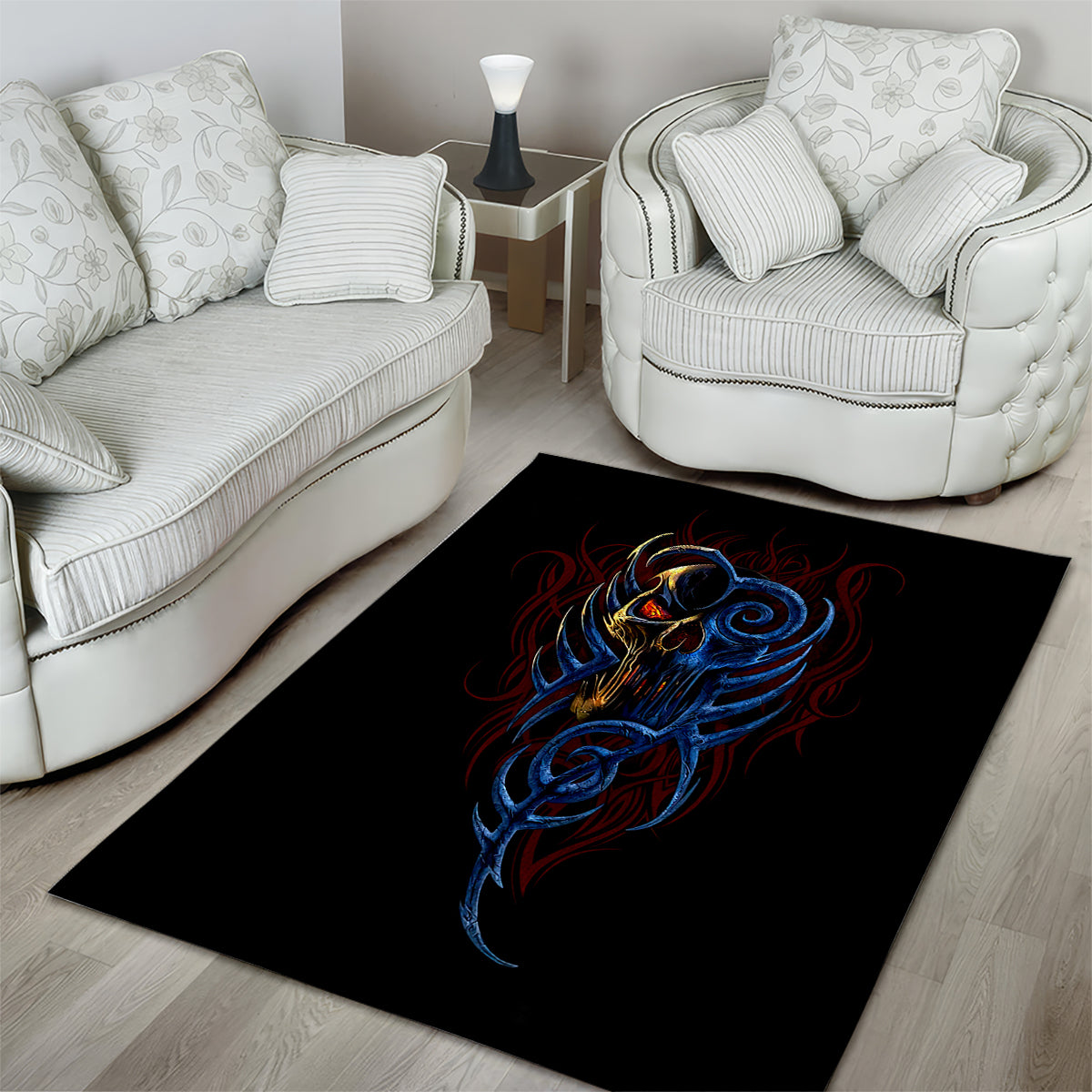 Devil Skull Area Rug Devil Face Scream - Wonder Print Shop