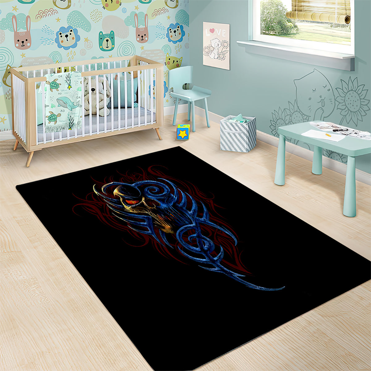 Devil Skull Area Rug Devil Face Scream - Wonder Print Shop