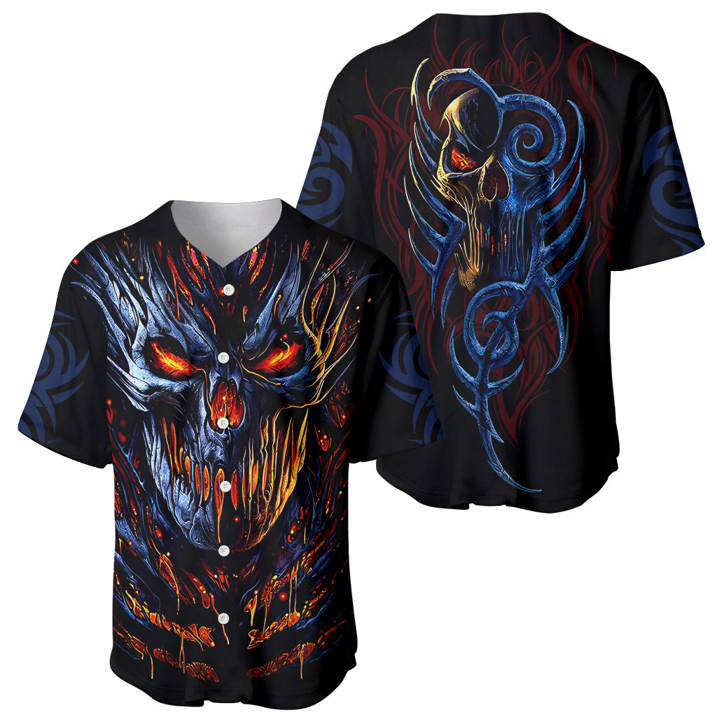 Devil Skull Baseball Jersey Devil Face Scream - Wonder Print Shop
