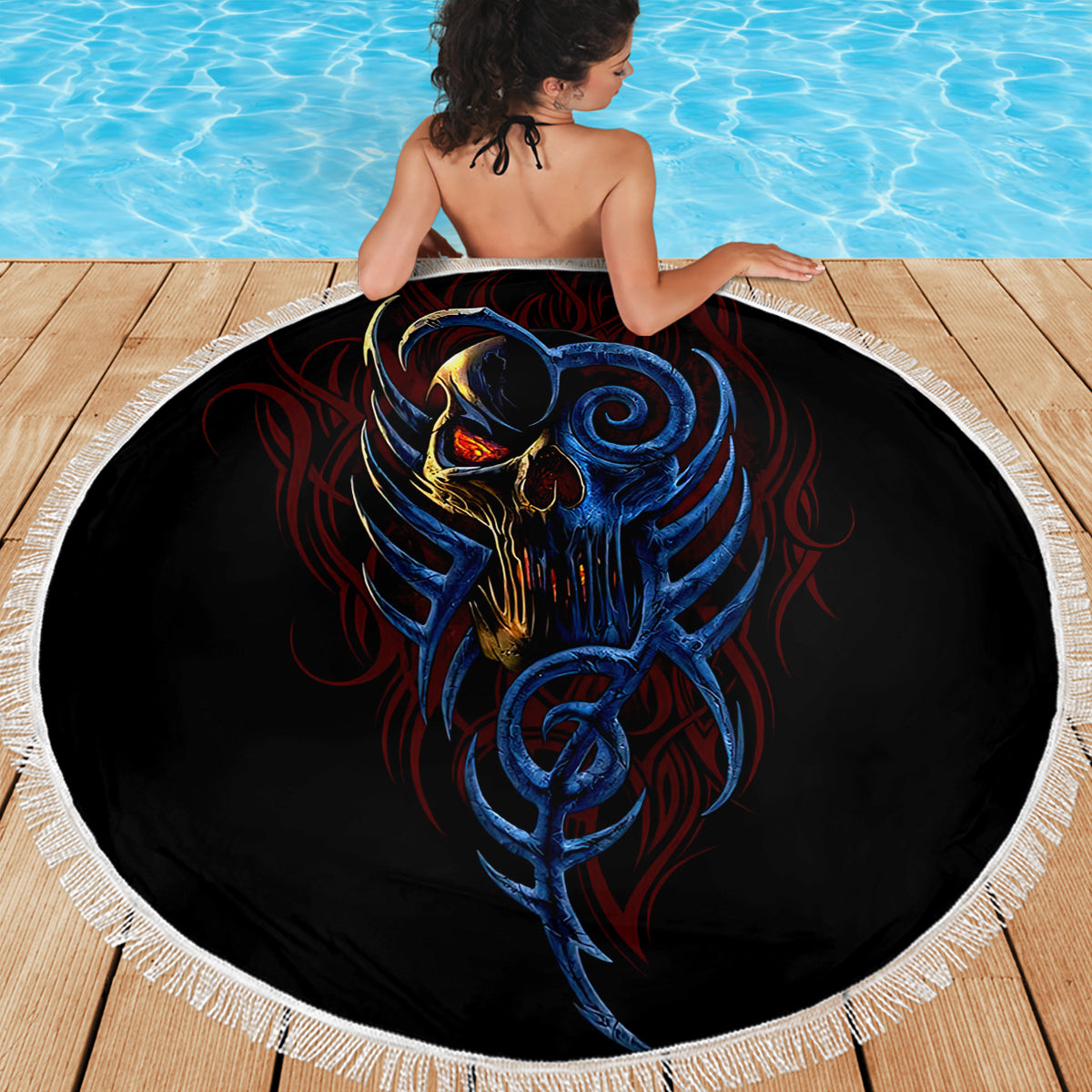 Devil Skull Beach Blanket Devil Face Scream - Wonder Print Shop