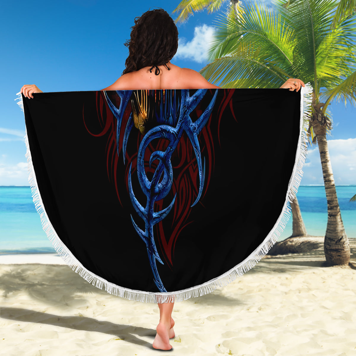 Devil Skull Beach Blanket Devil Face Scream - Wonder Print Shop