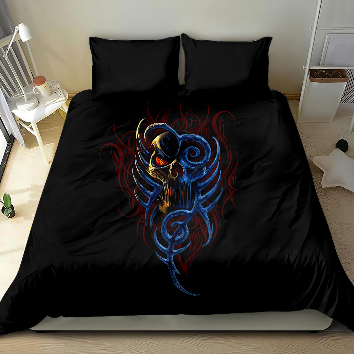 Devil Skull Bedding Set Devil Face Scream - Wonder Print Shop