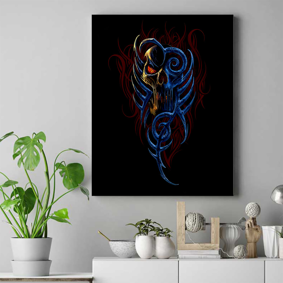 Devil Skull Canvas Wall Art Devil Face Scream - Wonder Print Shop