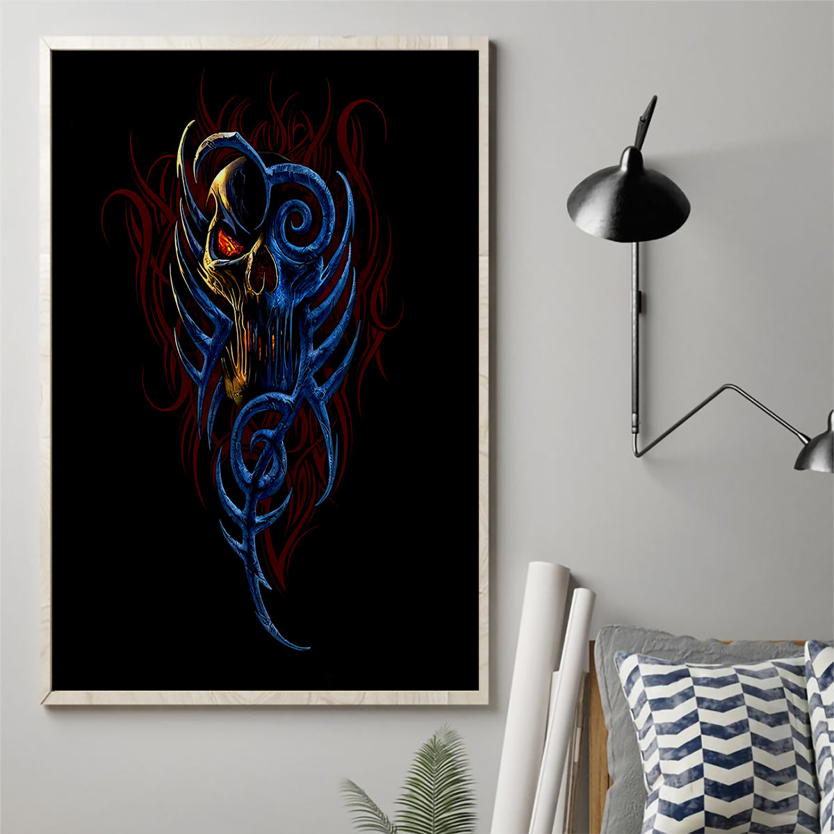 Devil Skull Canvas Wall Art Devil Face Scream - Wonder Print Shop