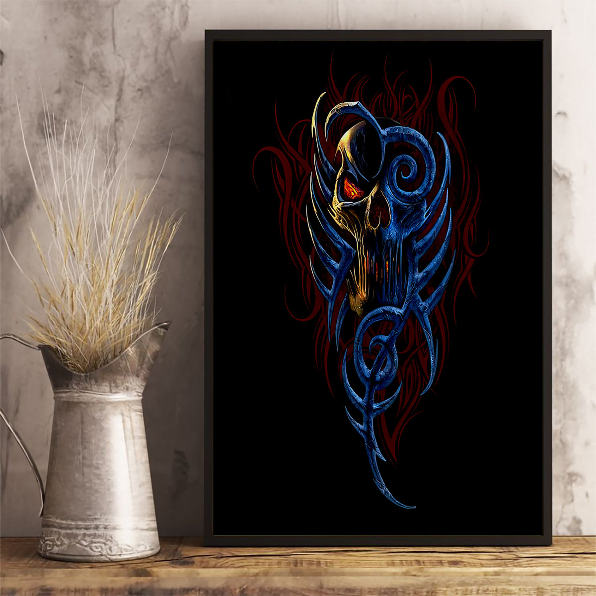 Devil Skull Canvas Wall Art Devil Face Scream - Wonder Print Shop