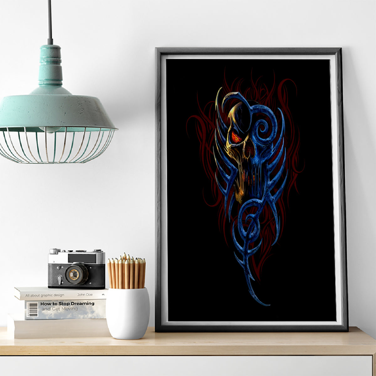 Devil Skull Canvas Wall Art Devil Face Scream - Wonder Print Shop