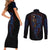Devil Skull Couples Matching Short Sleeve Bodycon Dress and Long Sleeve Button Shirts Devil Face Scream - Wonder Print Shop
