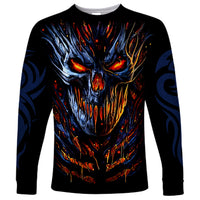Devil Skull Long Sleeve Shirt Devil Face Scream - Wonder Print Shop