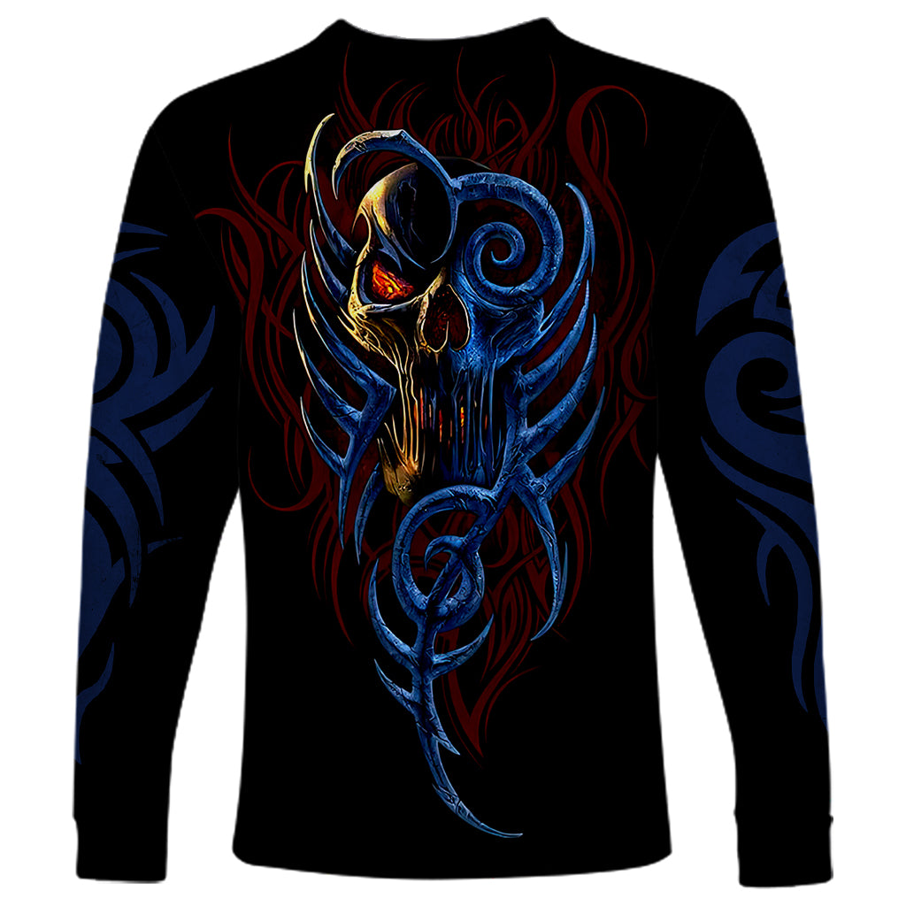 Devil Skull Long Sleeve Shirt Devil Face Scream - Wonder Print Shop