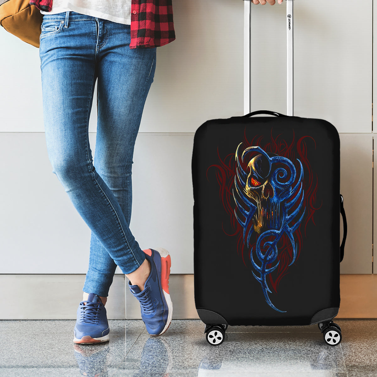Devil Skull Luggage Cover Devil Face Scream - Wonder Print Shop