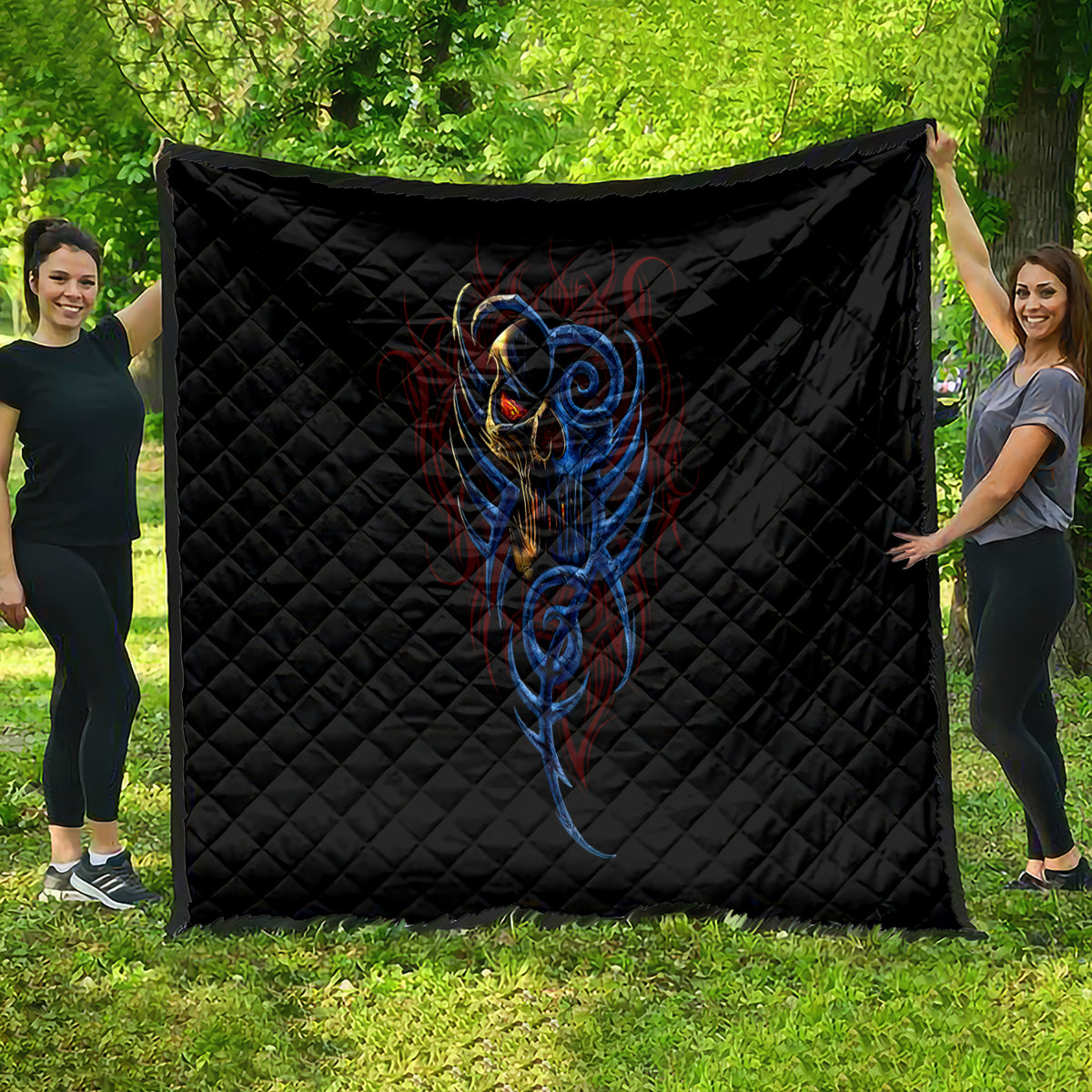 Devil Skull Quilt Devil Face Scream - Wonder Print Shop