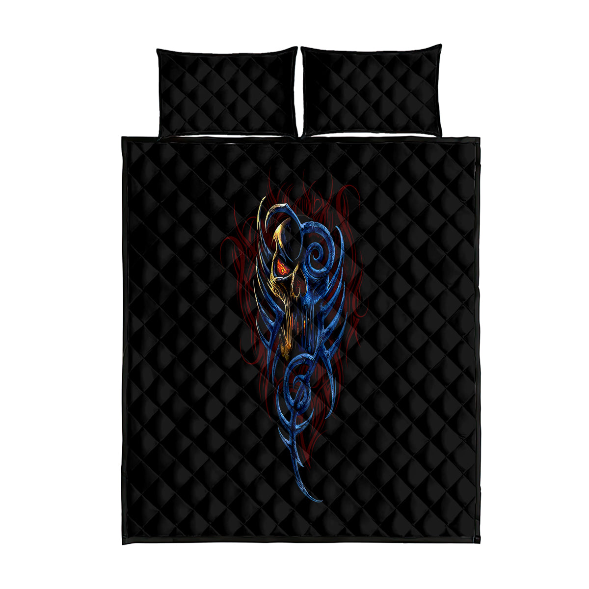Devil Skull Quilt Bed Set Devil Face Scream - Wonder Print Shop