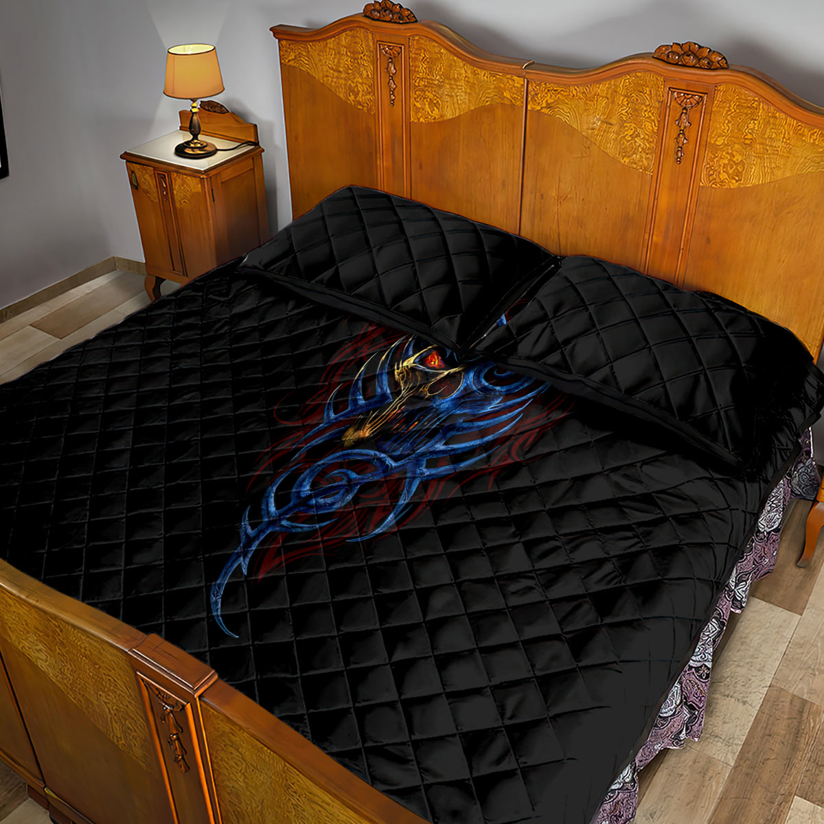 Devil Skull Quilt Bed Set Devil Face Scream - Wonder Print Shop