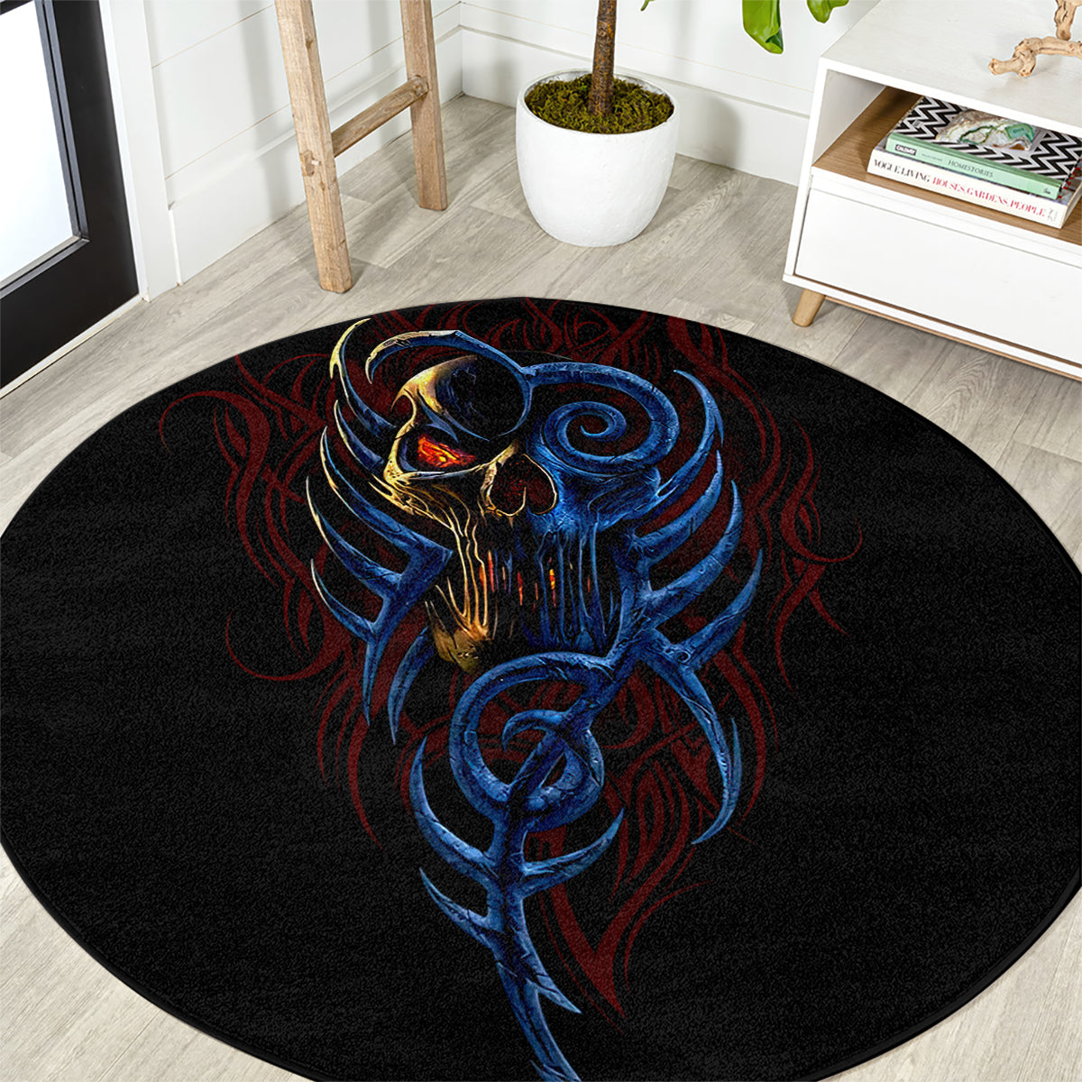devil-skull-round-carpet-devil-face-scream