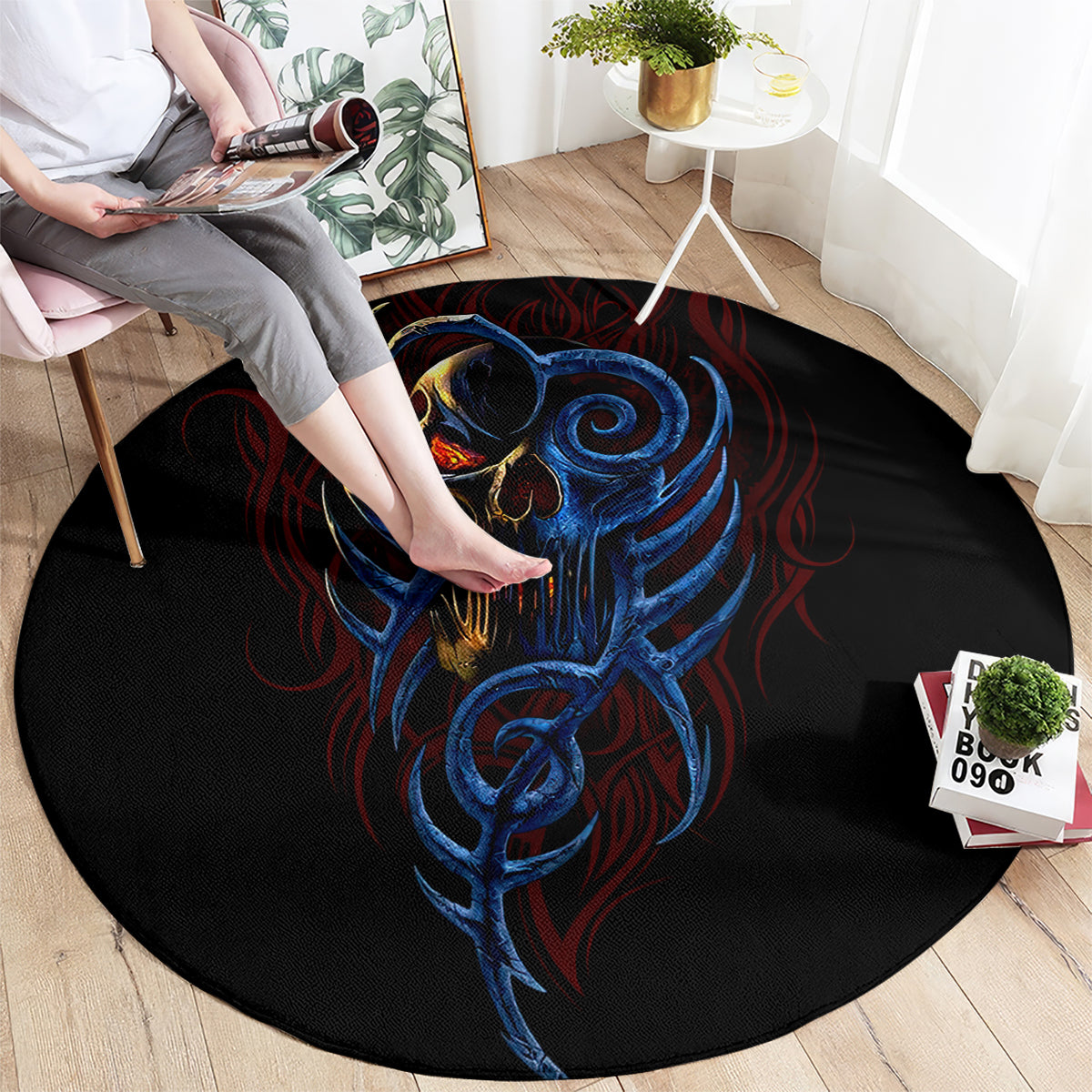 devil-skull-round-carpet-devil-face-scream